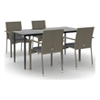 Bowery Hill Contemporary Poly Rattan Modular Garden Dining Set in Black