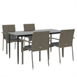 Bowery Hill Contemporary Poly Rattan Modular Garden Dining Set in Black