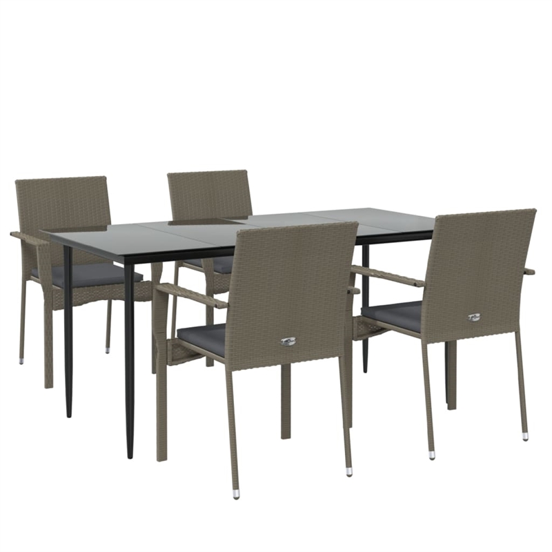 Bowery Hill Contemporary Poly Rattan Modular Garden Dining Set in Black