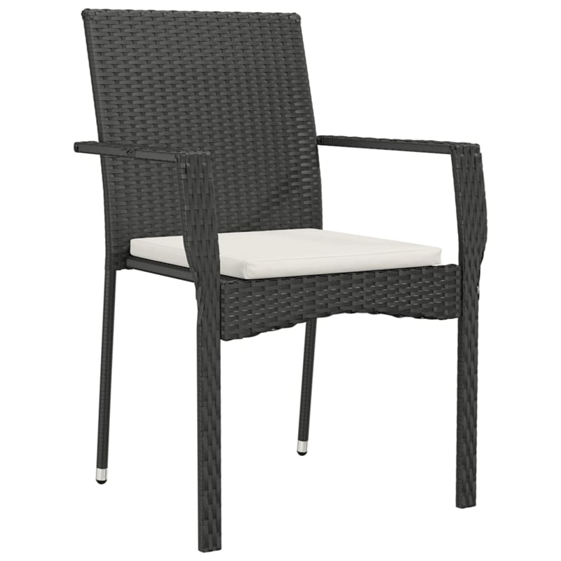 Bowery Hill Contemporary Garden Dining Set in Black/Cream White