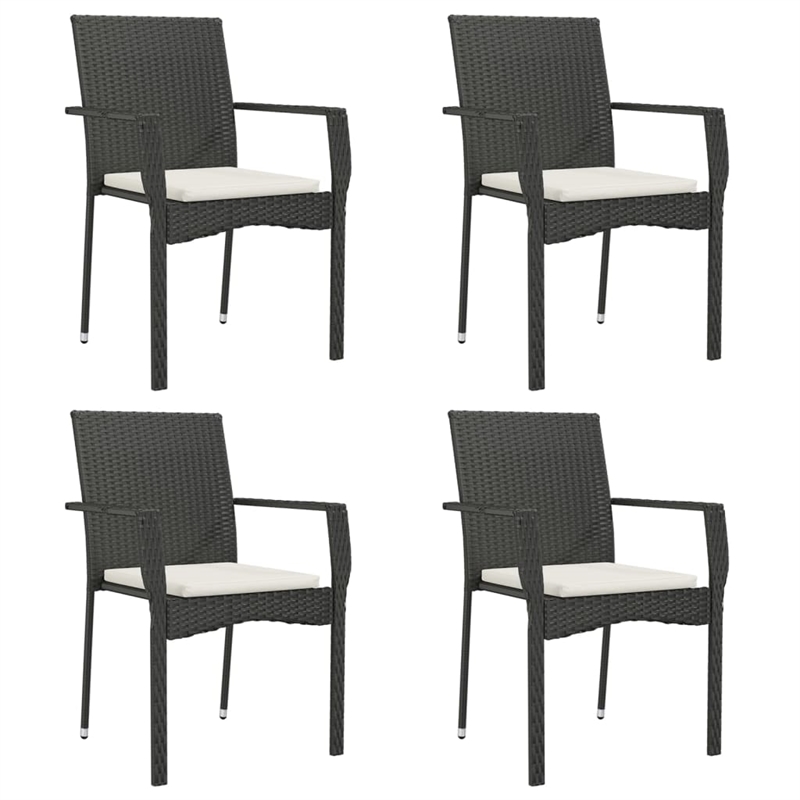 Bowery Hill Contemporary Garden Dining Set in Black/Cream White