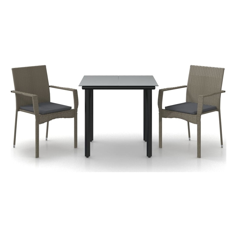 Bowery Hill Contemporary Garden Dining Set in Black and Gray