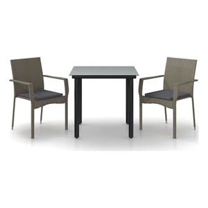 Bowery Hill Contemporary Garden Dining Set in Black and Gray