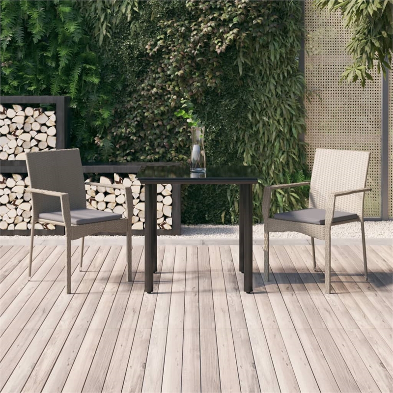 Bowery Hill Contemporary Garden Dining Set in Black and Gray