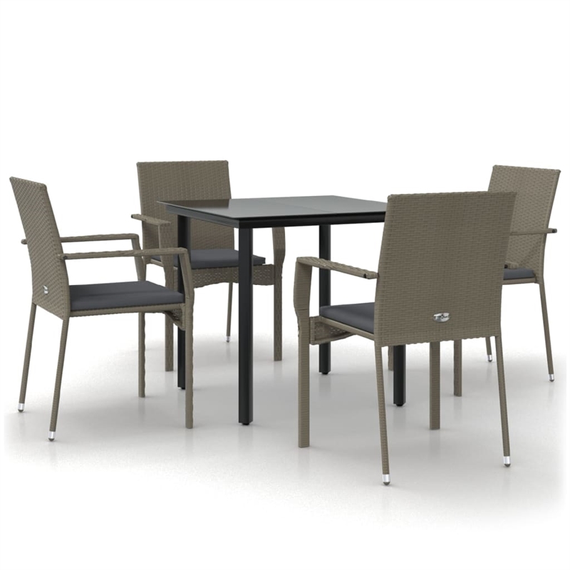 Bowery Hill Contemporary Garden Dining Set in Black and Gray
