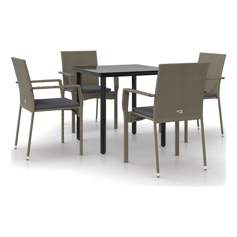 Bowery Hill Contemporary Garden Dining Set in Black and Gray