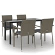 Bowery Hill Contemporary Garden Dining Set in Black and Gray