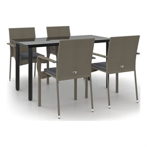 Bowery Hill Contemporary Garden Dining Set in Black and Gray