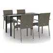 Bowery Hill Contemporary Garden Dining Set in Black and Gray