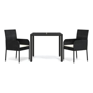 Bowery Hill Poly Rattan Regular Modular Garden Dining Set in Black