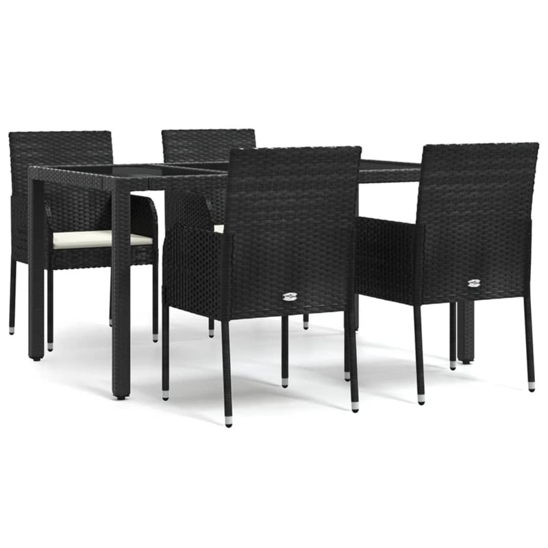 Bowery Hill Contemporary Weather-Resistant Garden Dining Set in Black