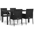 Bowery Hill Contemporary Weather-Resistant Garden Dining Set in Black