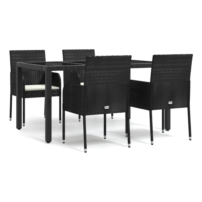 Bowery Hill Contemporary Weather-Resistant Garden Dining Set in Black