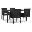 Bowery Hill Contemporary Weather-Resistant Garden Dining Set in Black