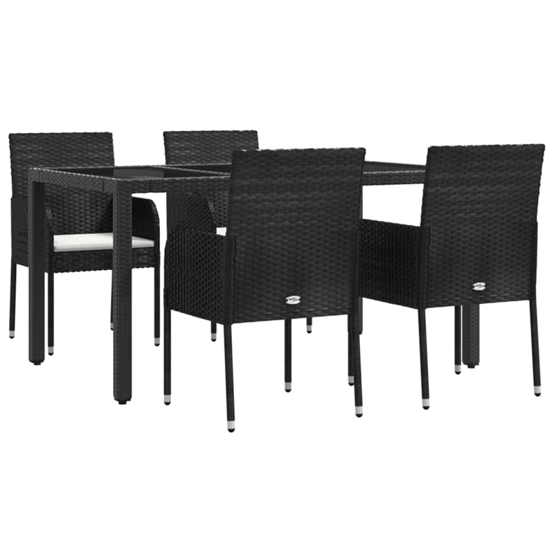 Bowery Hill Contemporary Weather-Resistant Garden Dining Set in Black