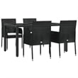Bowery Hill Contemporary Weather-Resistant Garden Dining Set in Black