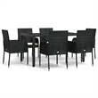 Bowery Hill Contemporary Garden Dining Set in Black/Cream White
