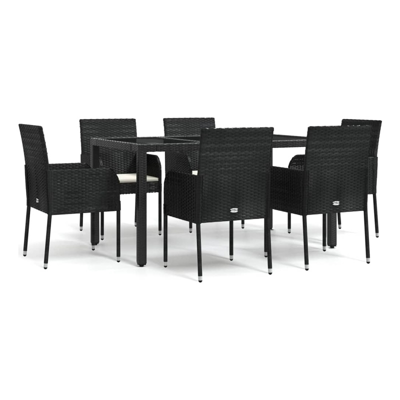 Bowery Hill Contemporary Garden Dining Set in Black/Cream White