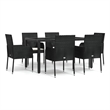 Bowery Hill Contemporary Garden Dining Set in Black/Cream White
