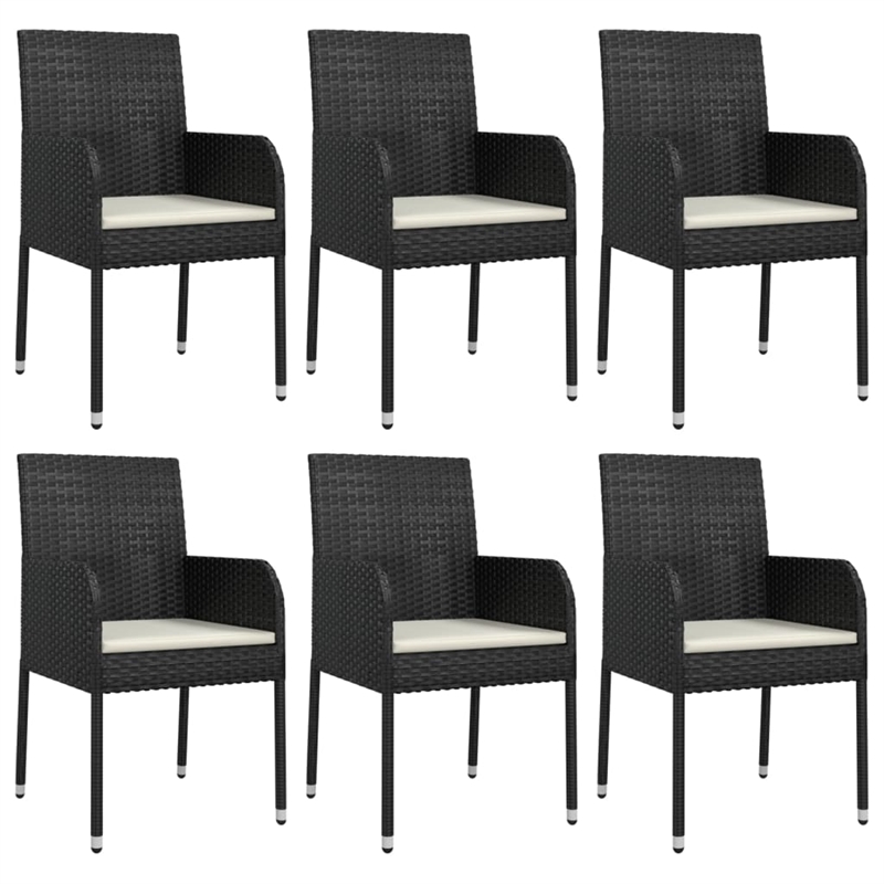 Bowery Hill Contemporary Garden Dining Set in Black/Cream White