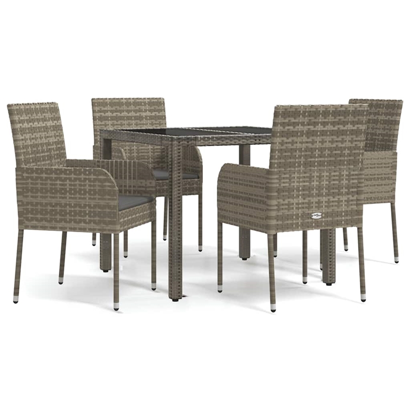 Bowery Hill Contemporary Weather-Resistant 5 Piece Garden Dining Set in Gray