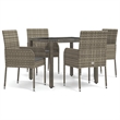 Bowery Hill Contemporary Weather-Resistant 5 Piece Garden Dining Set in Gray