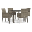 Bowery Hill Contemporary Weather-Resistant 5 Piece Garden Dining Set in Gray