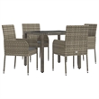 Bowery Hill Contemporary Weather-Resistant 5 Piece Garden Dining Set in Gray