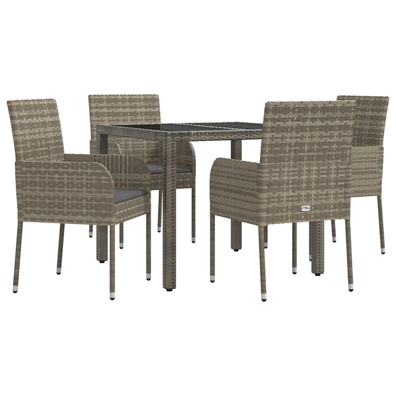 Bowery Hill Contemporary Weather-Resistant 5 Piece Garden Dining Set in Gray