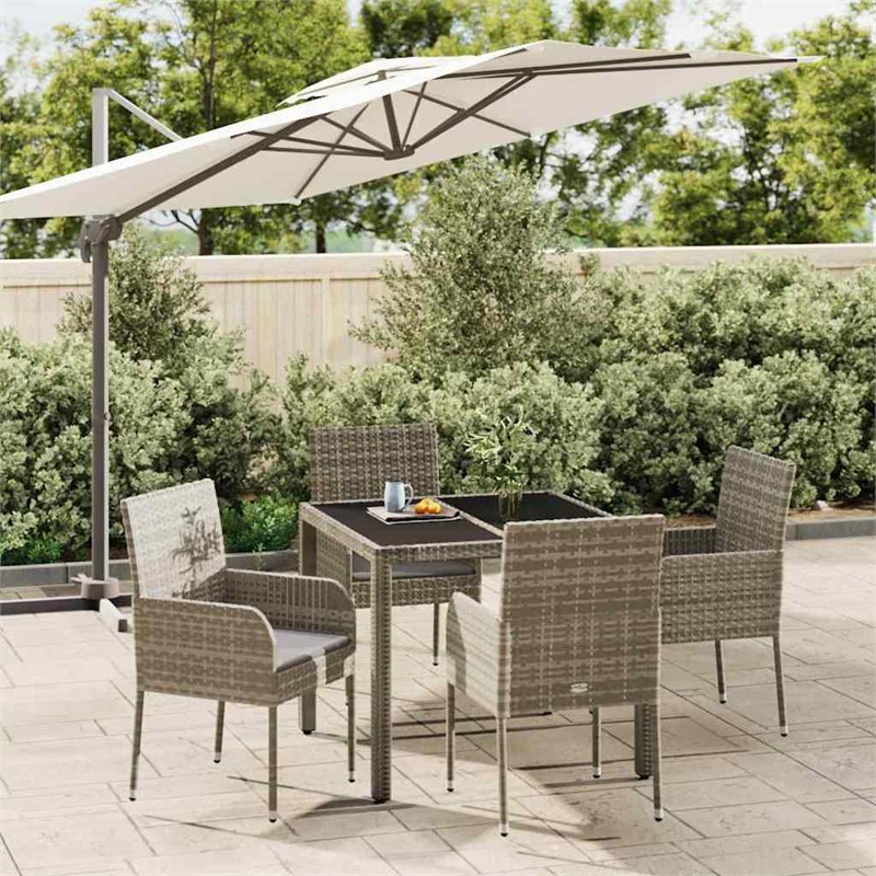Bowery Hill Contemporary Weather-Resistant 5 Piece Garden Dining Set in Gray