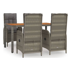 Bowery Hill PE Rattan 5 Piece Set Adjustable Armrests Garden Dining Set in Gray