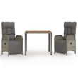 Bowery Hill Contemporary Weather-Resistant 3 Piece Garden Dining Set in Gray