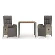 Bowery Hill Contemporary Weather-Resistant 3 Piece Garden Dining Set in Gray