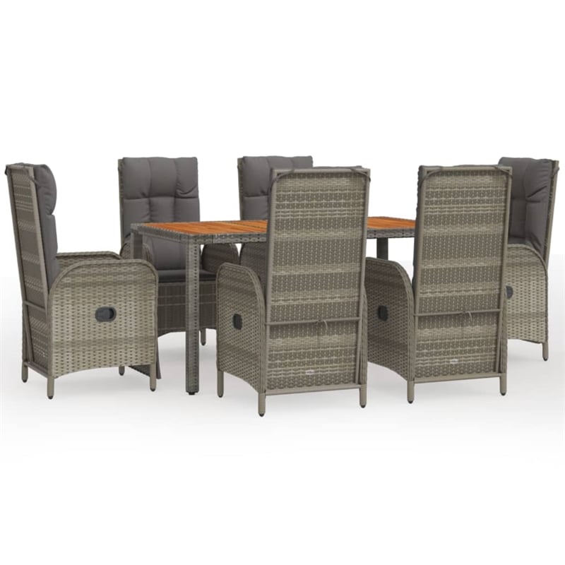 Bowery Hill Contemporary Weather-Resistant 7 Piece Garden Dining Set in Gray