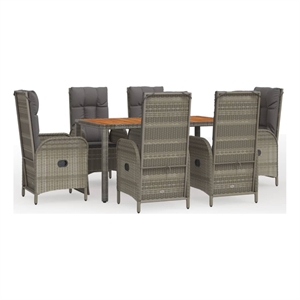 Bowery Hill Contemporary Weather-Resistant 7 Piece Garden Dining Set in Gray