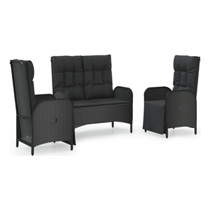 Bowery Hill Contemporary Powder-Coated Garden Dining Set in Black