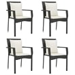 Bowery Hill Contemporary Garden Dining Set in Black and Cream White