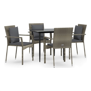 Bowery Hill Contemporary Garden Dining Set in Black and Gray