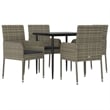 Bowery Hill Contemporary Garden Dining Set in Black and Gray