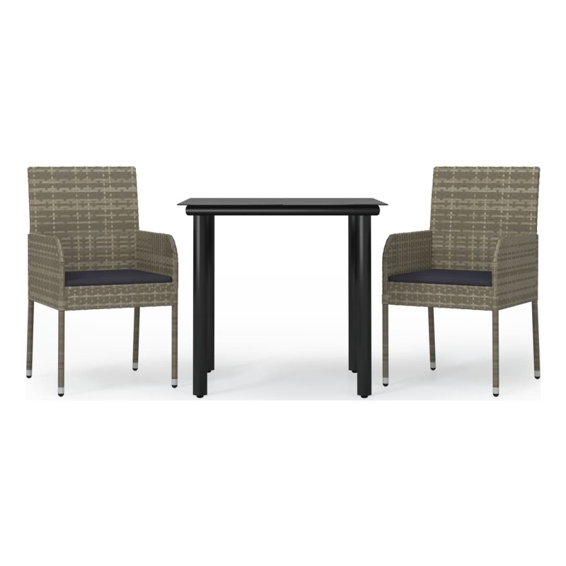 Bowery Hill Contemporary Garden Dining Set in Black and Gray