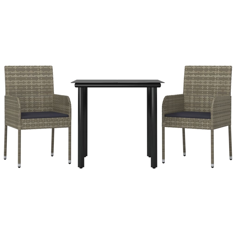 Bowery Hill Contemporary Garden Dining Set in Black and Gray