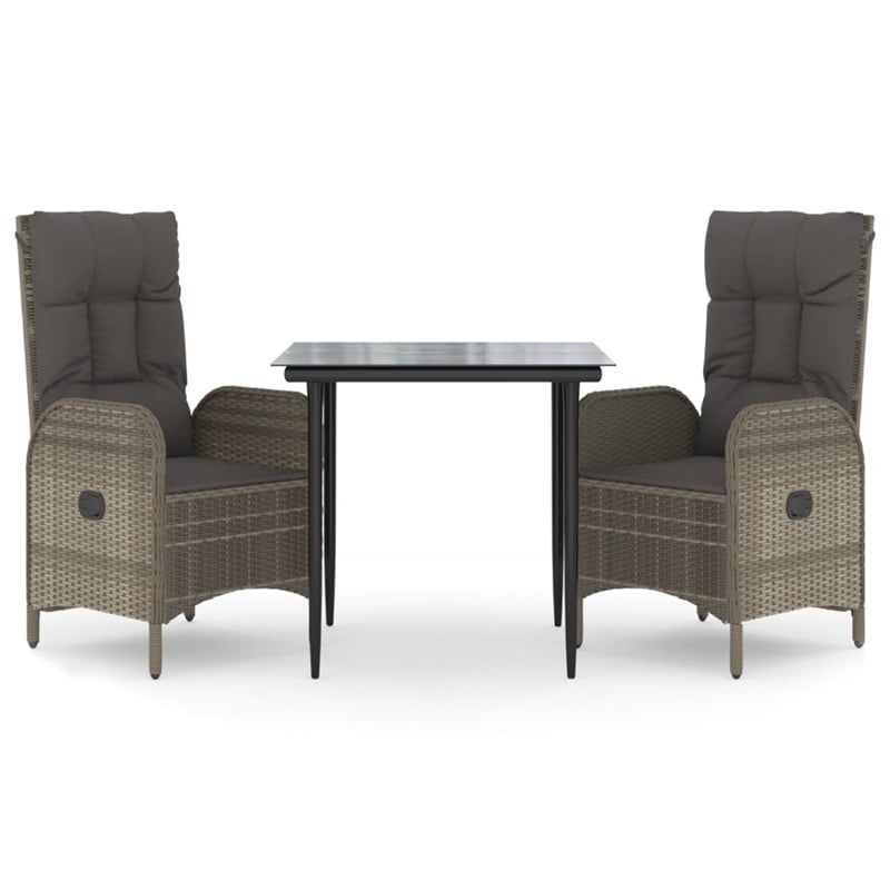 Bowery Hill Contemporary Poly Rattan Garden Dining Set in Black/Gray