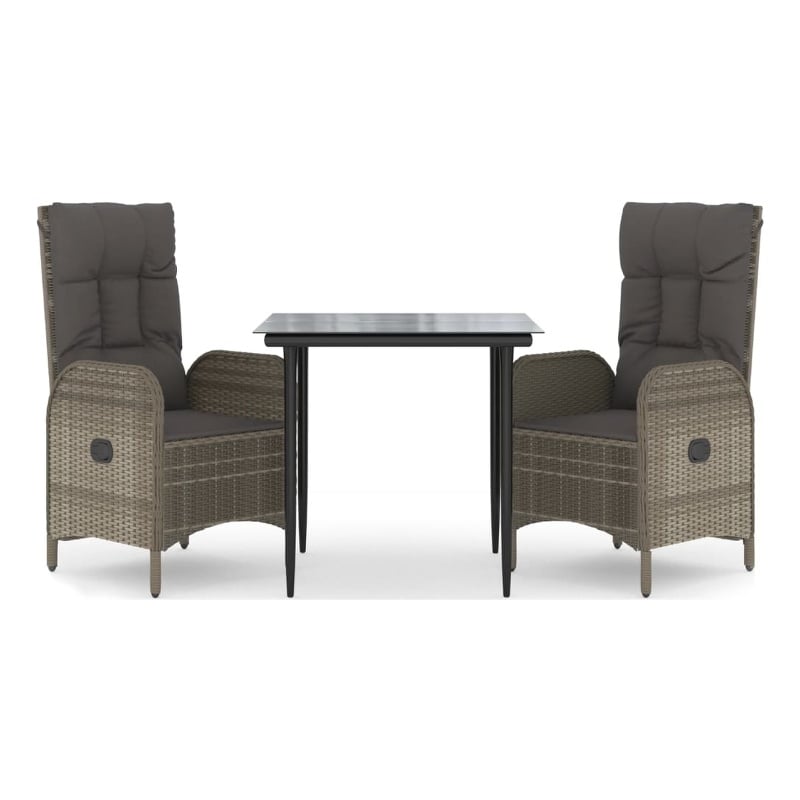 Bowery Hill Contemporary Poly Rattan Garden Dining Set in Black/Gray