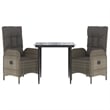 Bowery Hill Contemporary Poly Rattan Garden Dining Set in Black/Gray