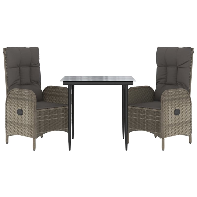 Bowery Hill Contemporary Poly Rattan Garden Dining Set in Black/Gray