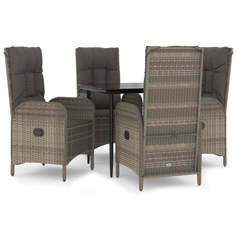 Bowery Hill Contemporary Garden Dining Set in Black and Gray
