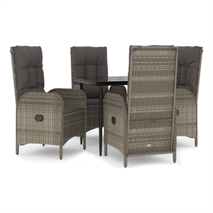 Bowery Hill Contemporary Garden Dining Set in Black and Gray