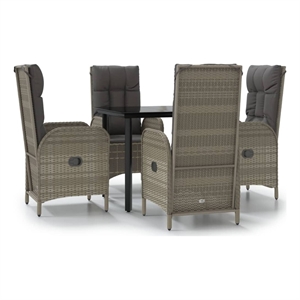 Bowery Hill Contemporary Garden Dining Set in Black and Gray