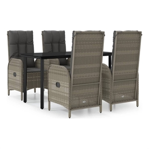 Bowery Hill Contemporary Garden Dining Set in Black and Gray