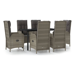 Bowery Hill Contemporary Garden Dining Set in Black and Gray
